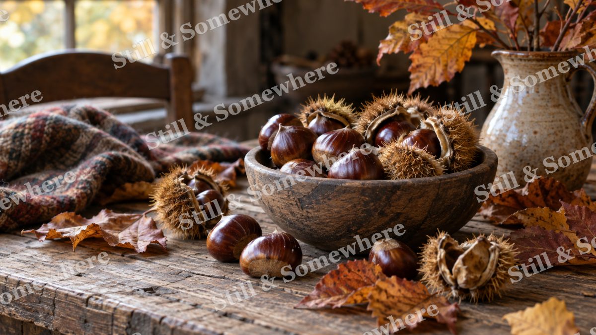 Chestnuts on Weathered Timber, fall artwork preview
