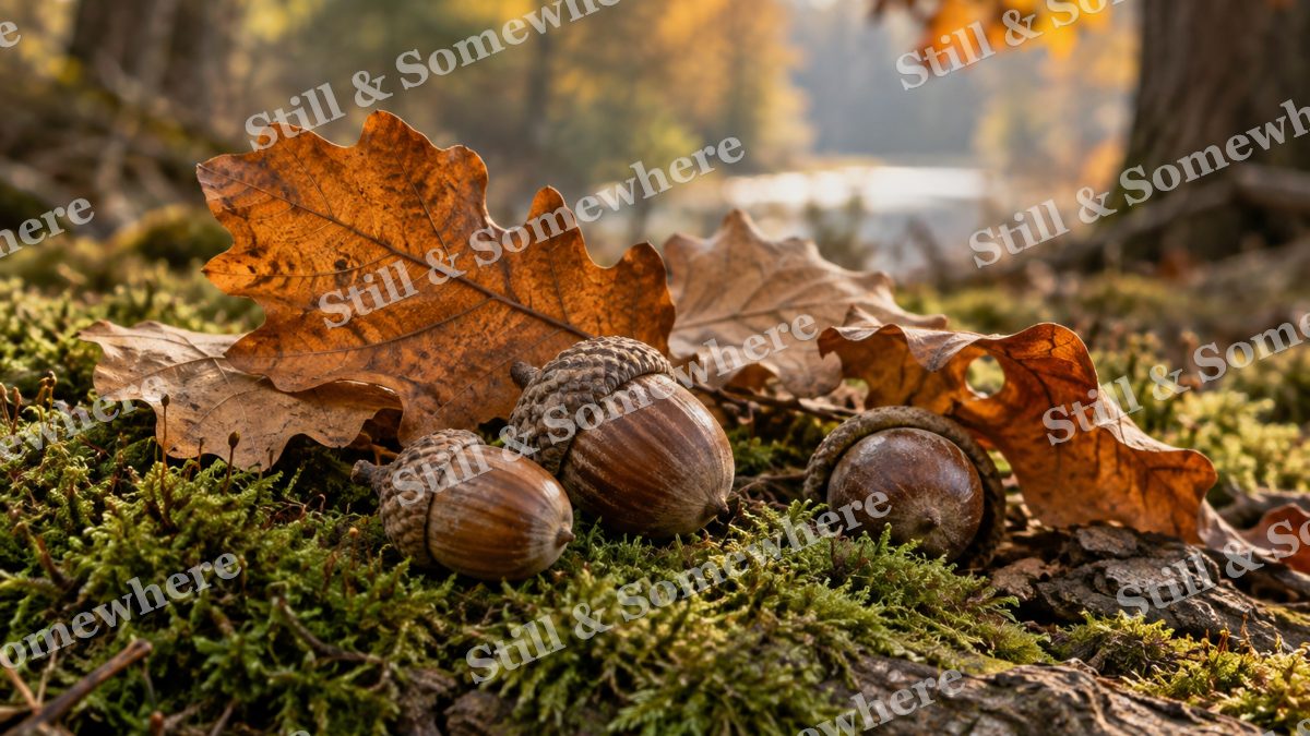 Acorns and Oak Leaves, fall artwork preview