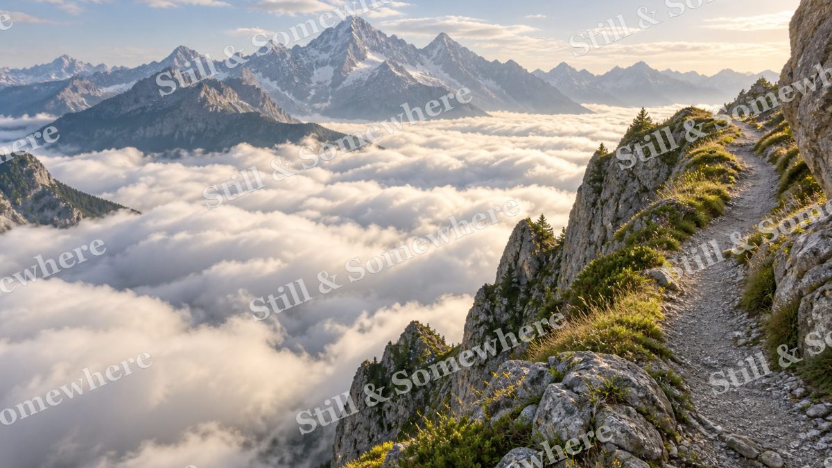 Trail Above Clouds, mountains artwork preview