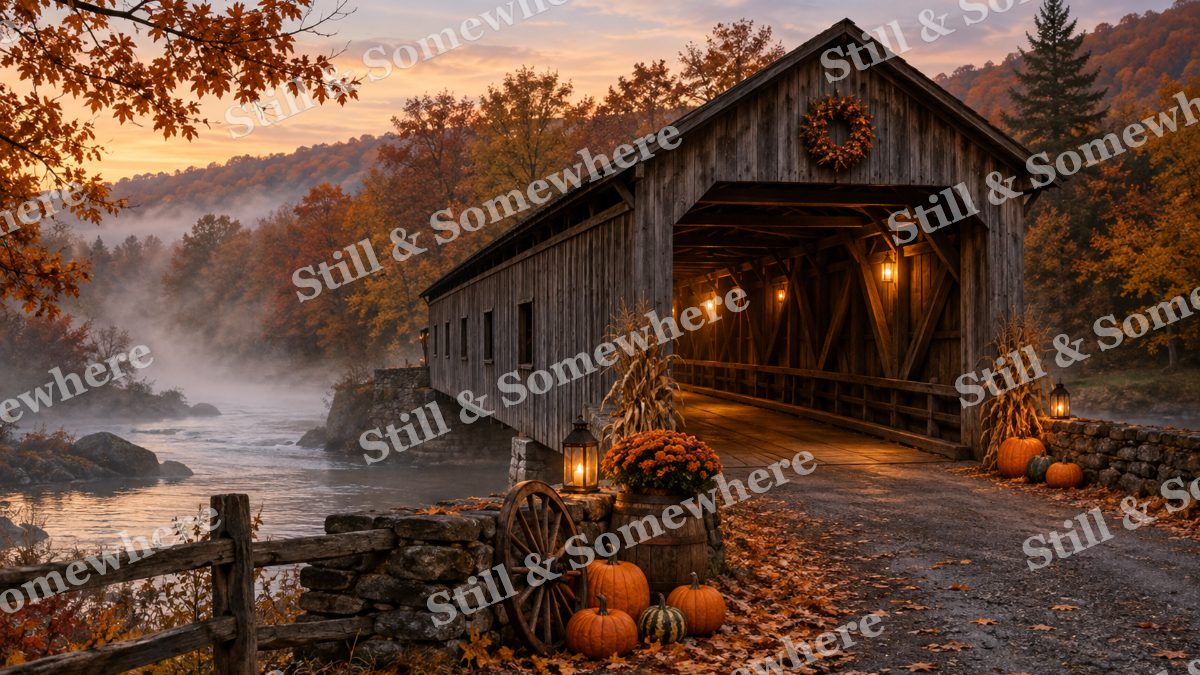 40 Fog Over The Covered Bridge, halloween artwork preview