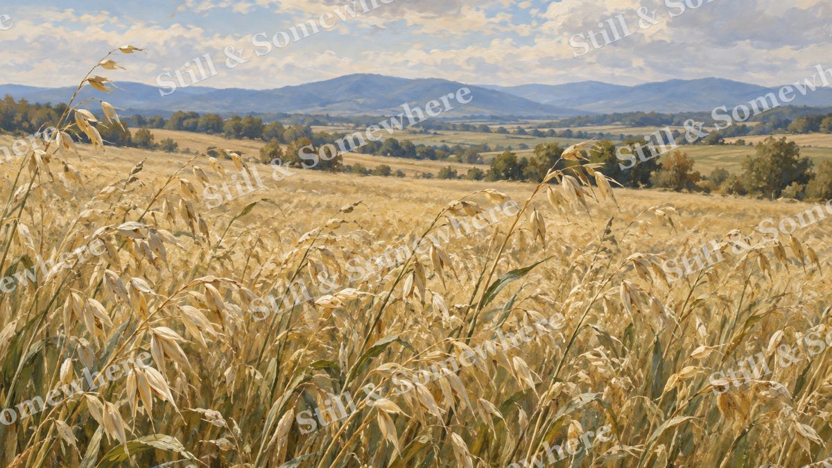 Oat Field in the September Wind, early autumn countryside artwork preview