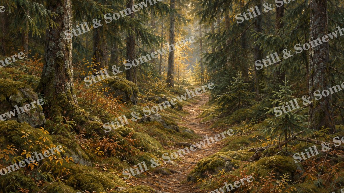 Quiet Trail through the Spruce, forests artwork preview