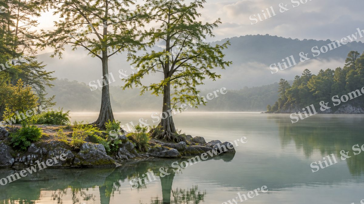 Landscapes Quiet Cypress Point in Pale Morning Light, peaceful landscapes artwork preview