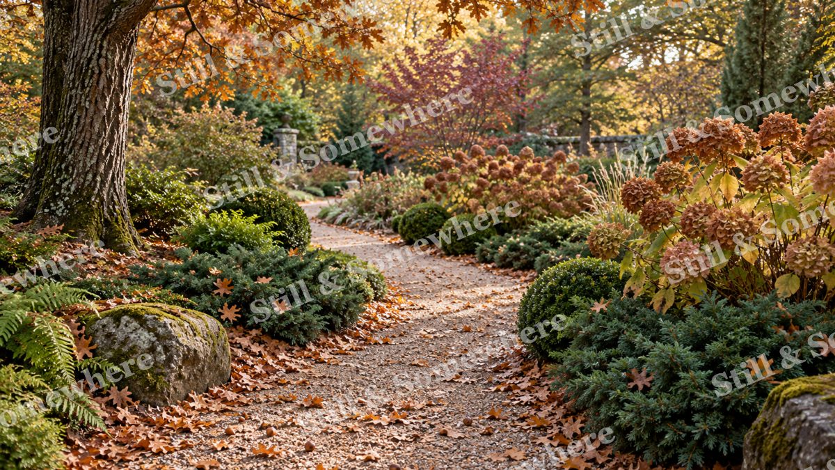 An Acorn Path through the Garden, gardens artwork preview