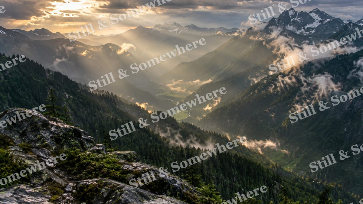 Sunbeams Mountain Valleys, mountains artwork preview