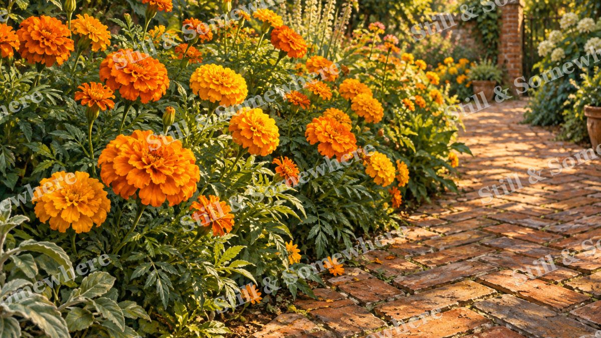 Marigold Border beside the Brick Walk, gardens artwork preview