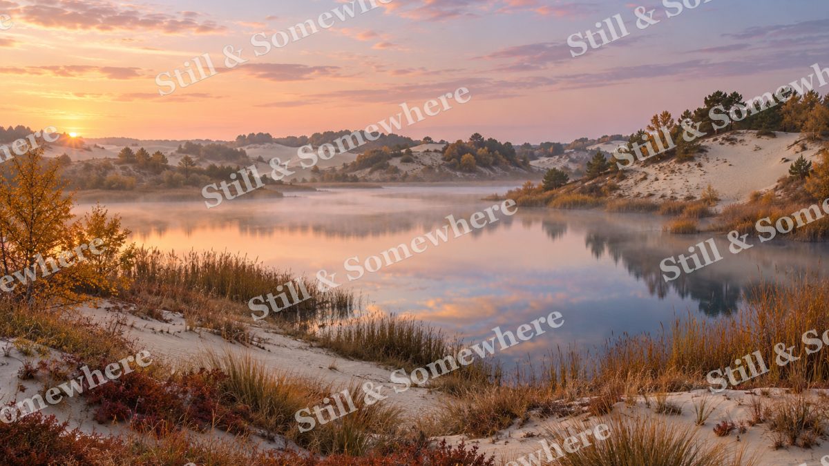 The Dune Lake at First Light, peaceful landscapes artwork preview