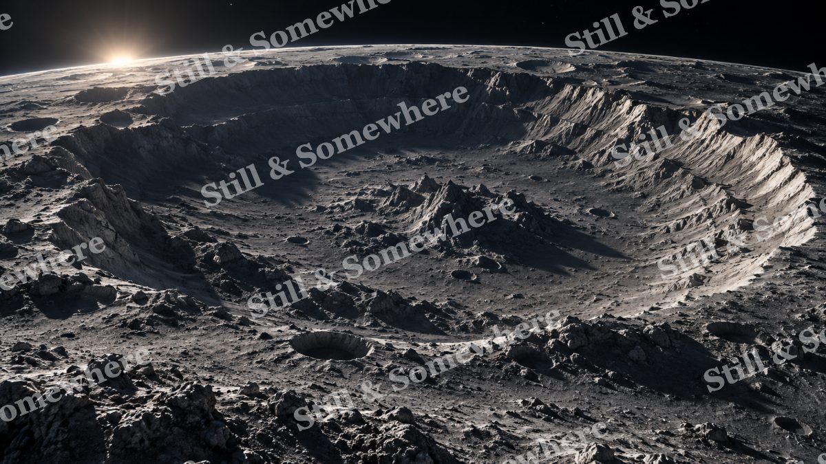 Space 09 Lunar Crater Dawn, space artwork preview