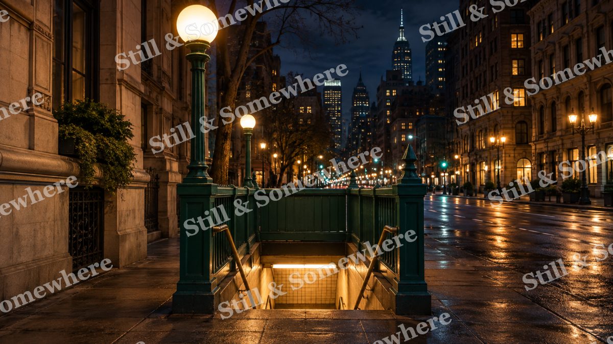 Lights Quiet Subway Entrance, city lights artwork preview