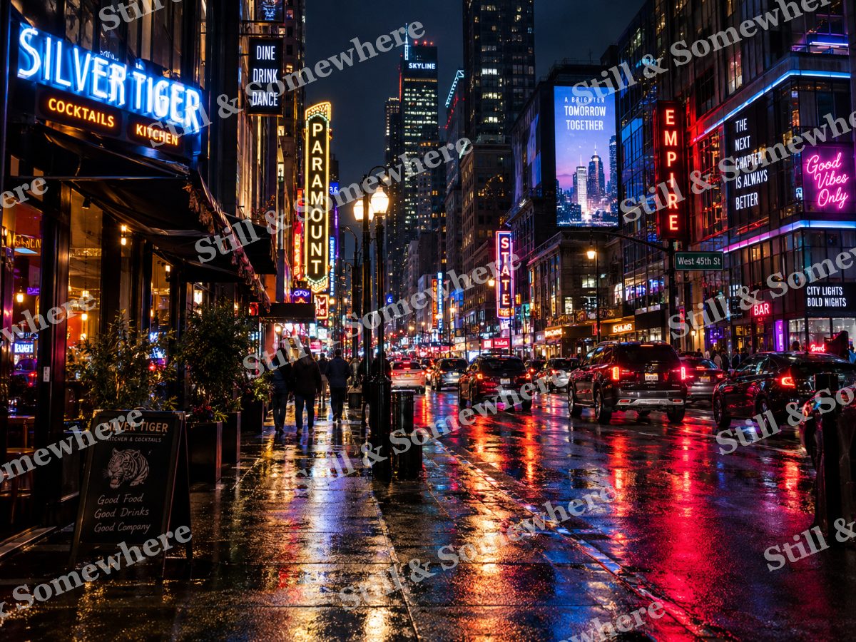 Neon Street After Rain, original artwork preview