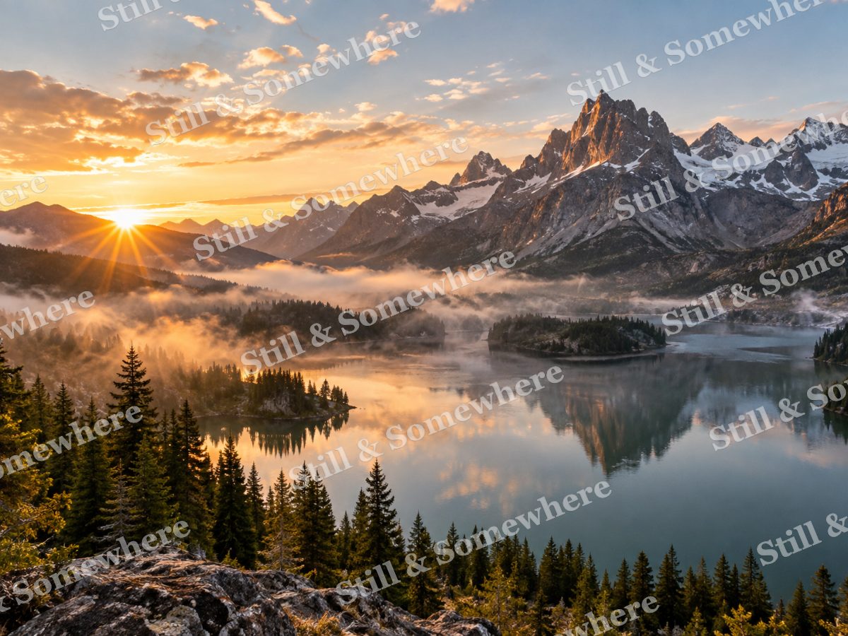 Alpine Lake at Sunrise, original artwork preview